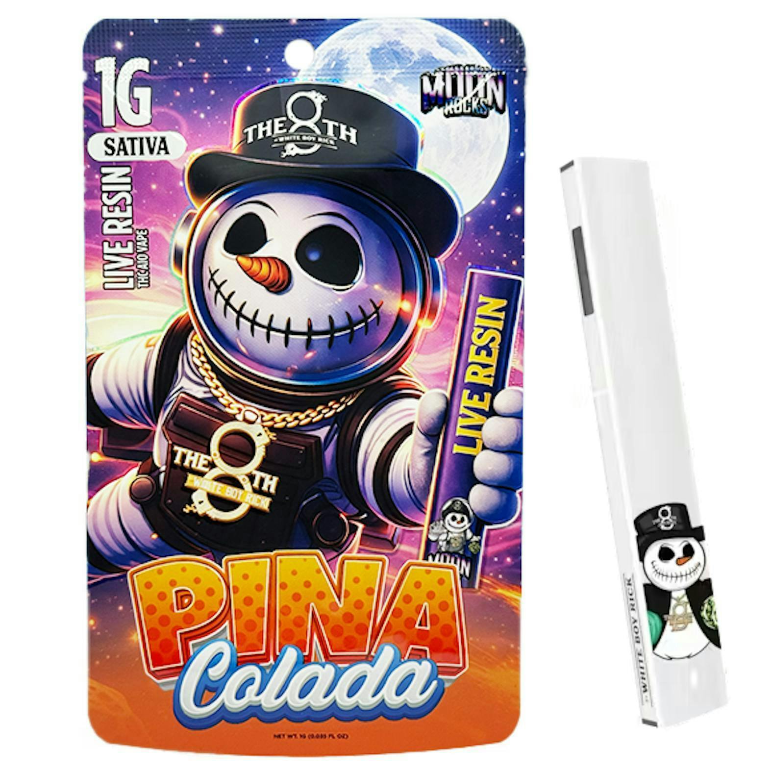 Pina Colada | Moon Rocks Live Resin Disposable | 1g by The 8th by White Boy Rick
