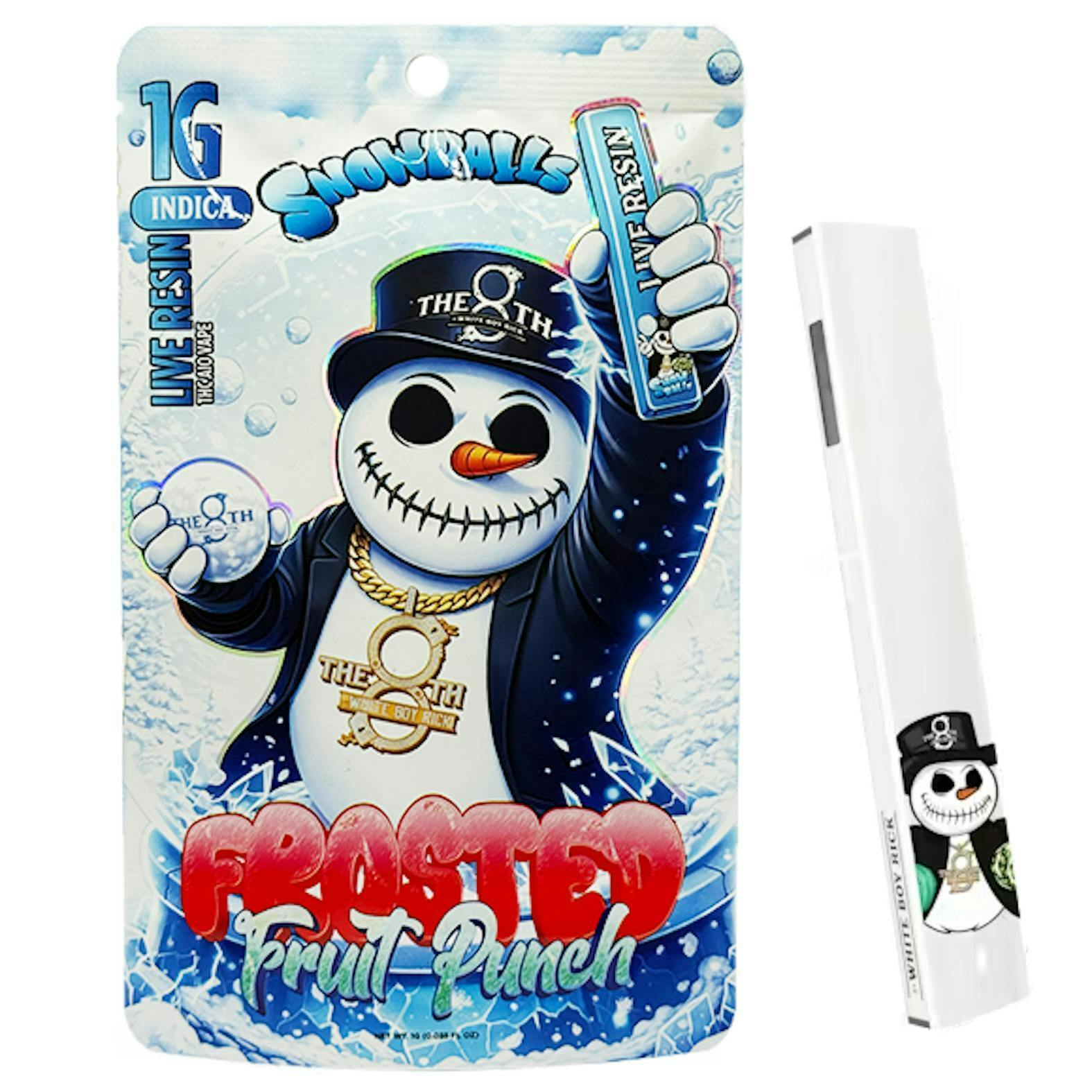 Frosted Fruit Punch | Snowballs Live Resin Disposable | 1g by The 8th by White Boy Rick