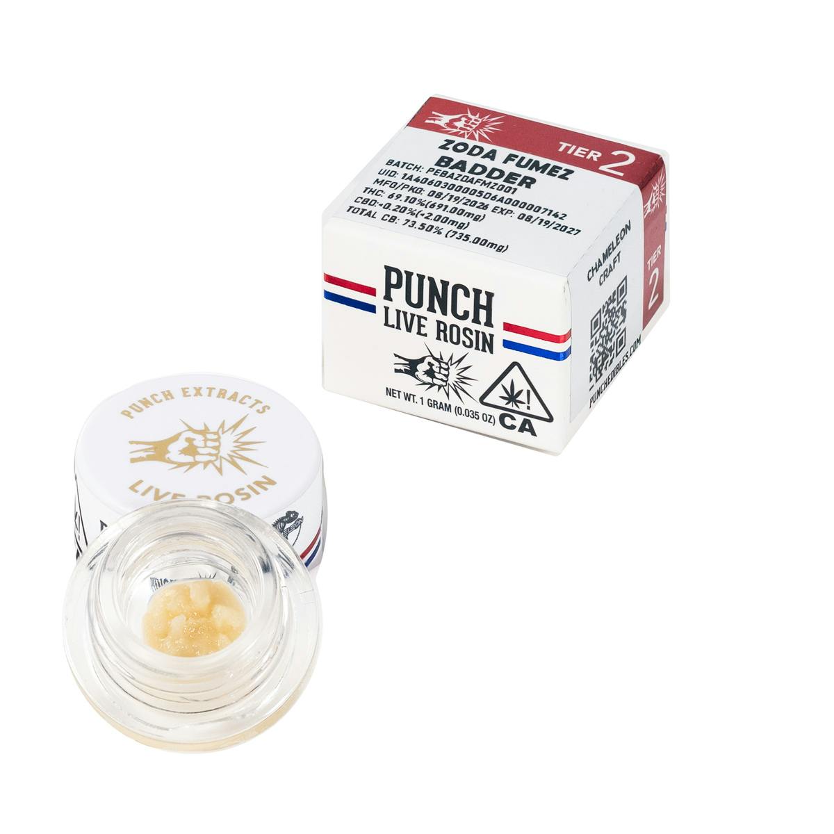 Punch | Zoda Fumez | Tier 2 | Live Rosin | Cold Cure Badder | 1g