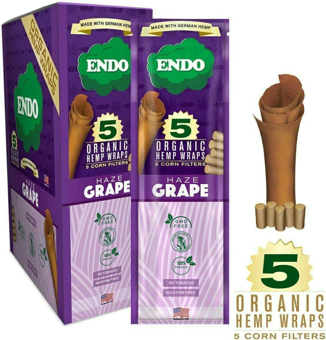 Endo Organic Hemp Wraps Grape Haze 5 Count | Accessories by Endo