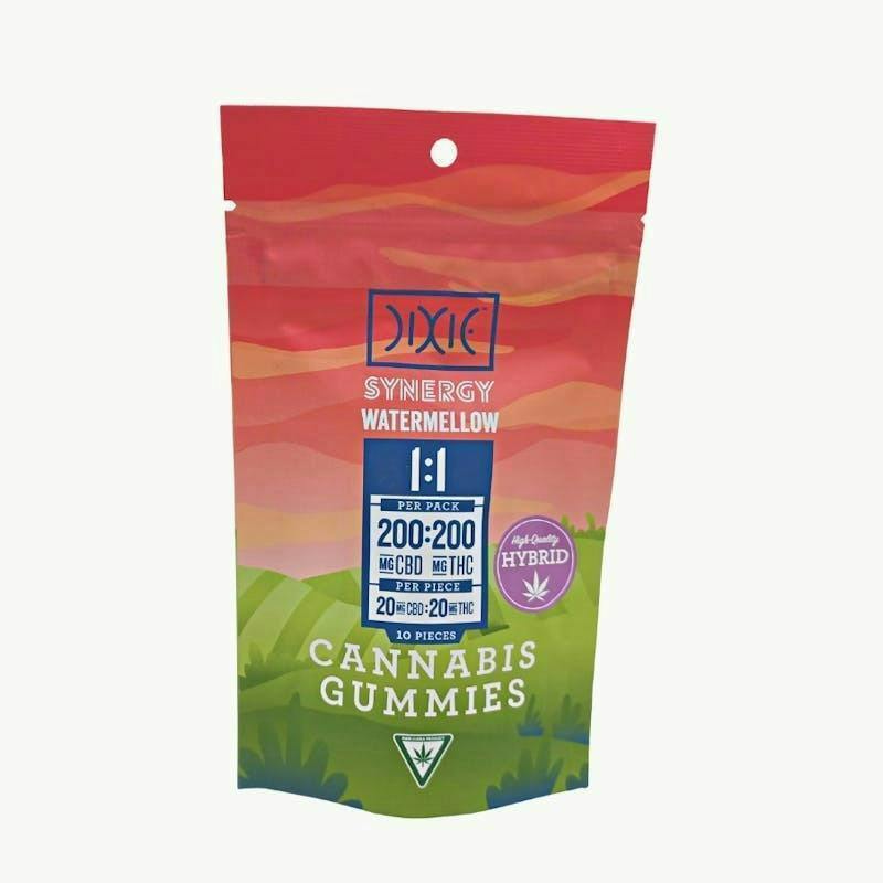 SYNERGY | Watermellow 1:1 CBD:THC Gummies | 200mg | 10ct | 20mg/ea by Dixie Brands