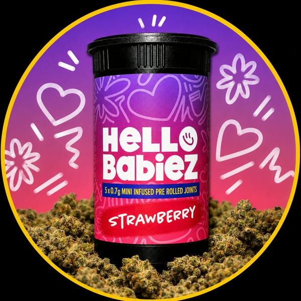 Strawberry | Babiez Infused Joints | 0.7g each | 5pk by Hello Farms