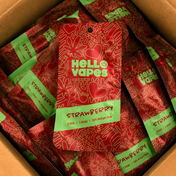 Hello Vapes | Strawberry | Live Rosin Disposable | 2g
