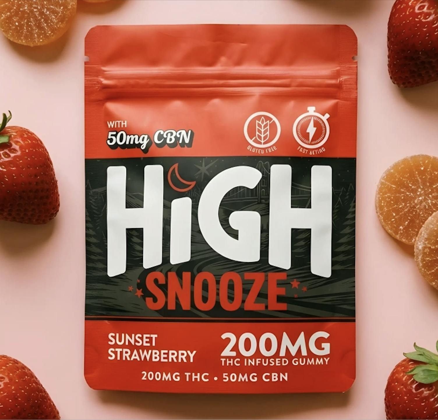 High Snooze | Sunset Strawberry 4:1 THC/CBN Gummy | 200mg | Single by Little Tree