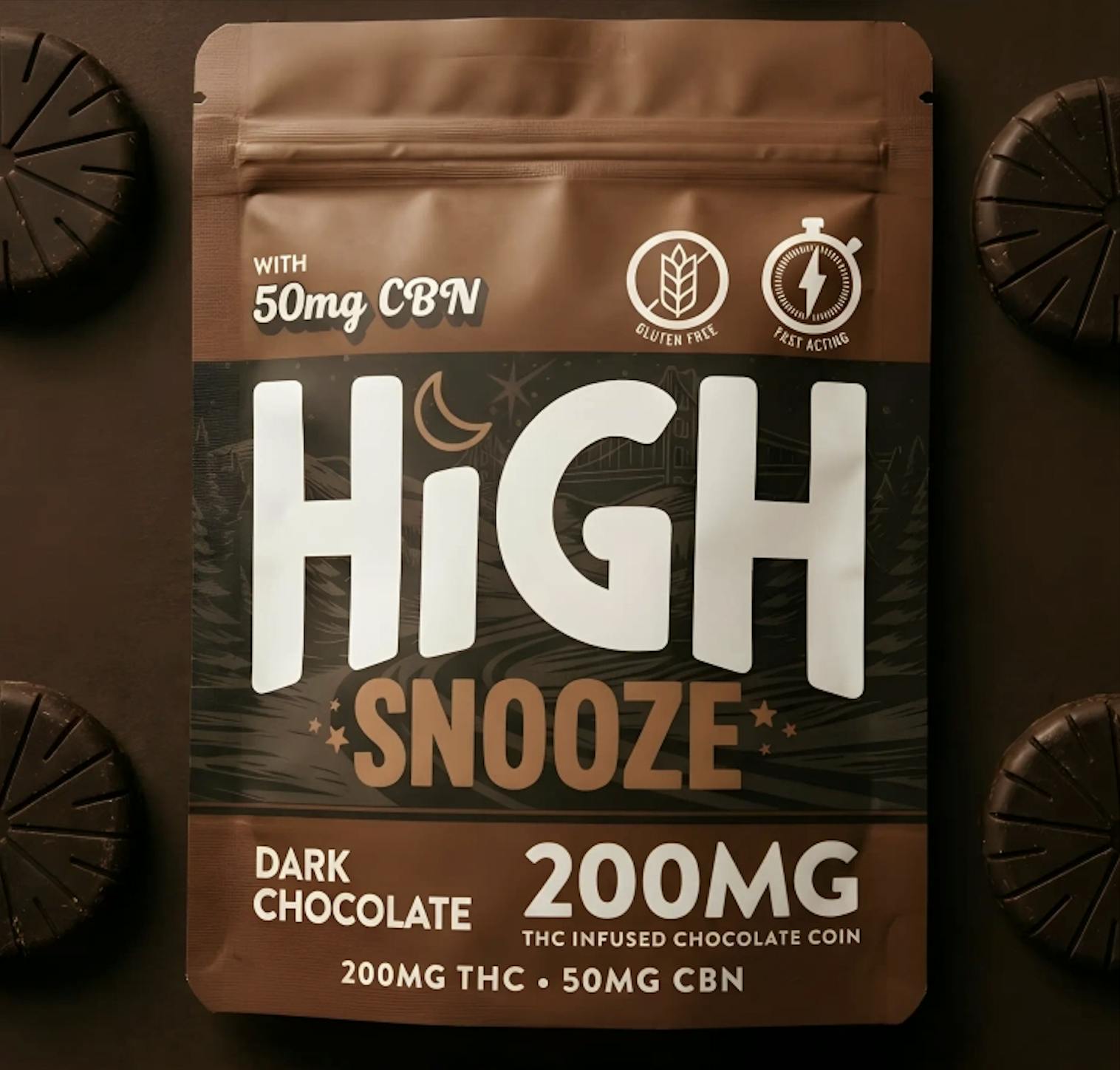 High Snooze | Dark Chocolate 4:1 THC/CBN Coin | 200mg | Single