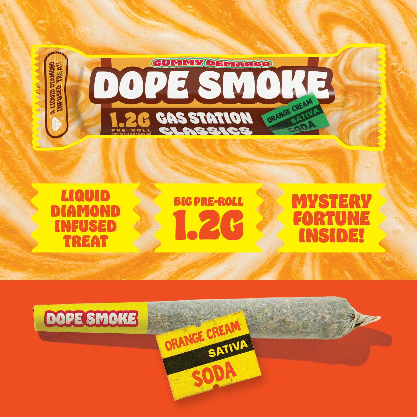 DOPE SMOKE | Orange Cream Soda | Liquid Diamond Infused Joint | 1.2G