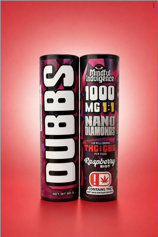Dubbs | Raspberry Riot 1:1 THC:CBD Gummies | 1000mg | 10ct | 100mg/ea