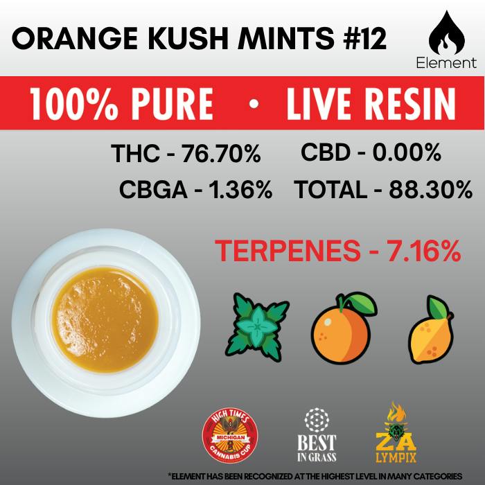 Element Live Resin 1g - Orange Kush Mints #12