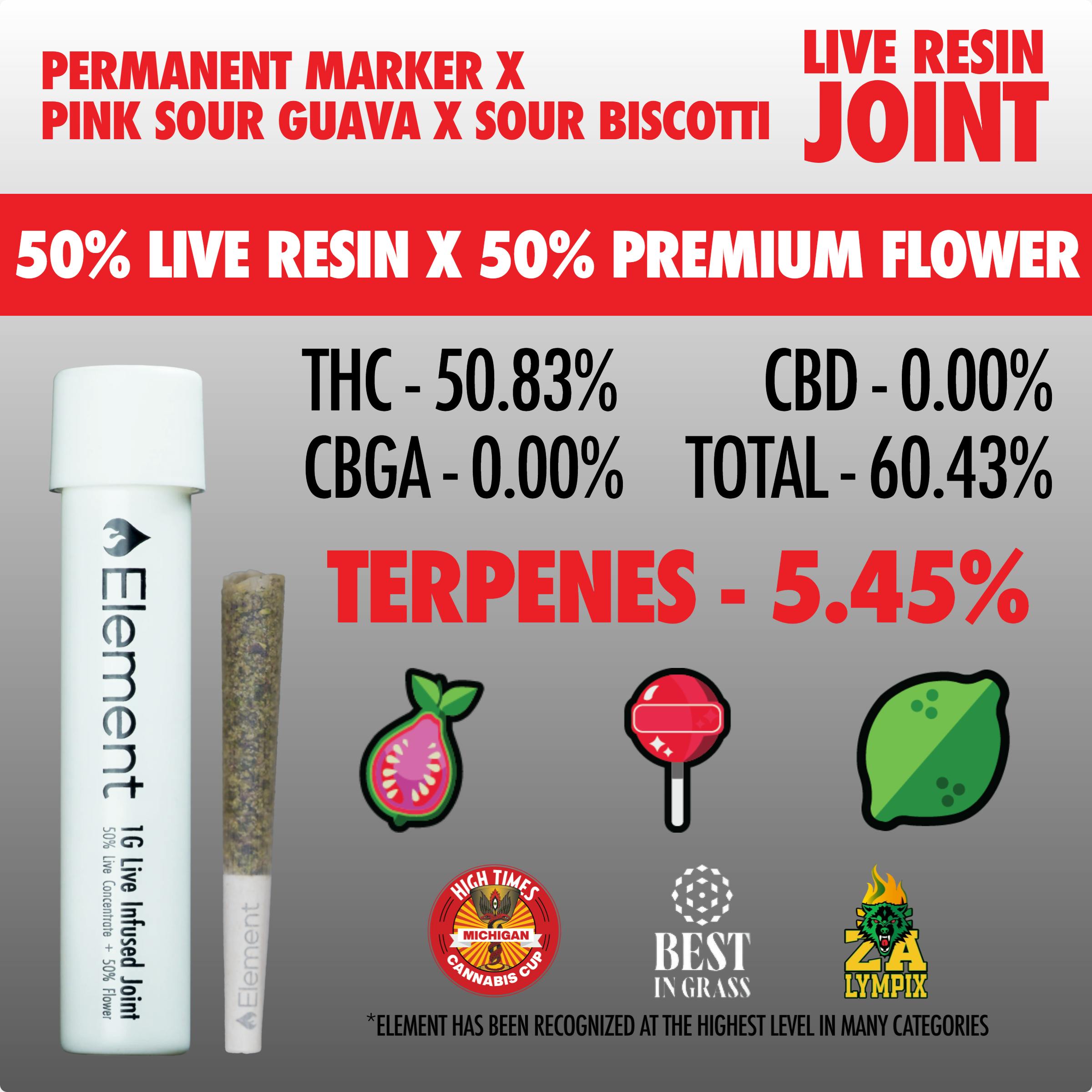 Element - Live Resin Joint - Permanent Marker x Pink Guava x Sour Biscotti by Element