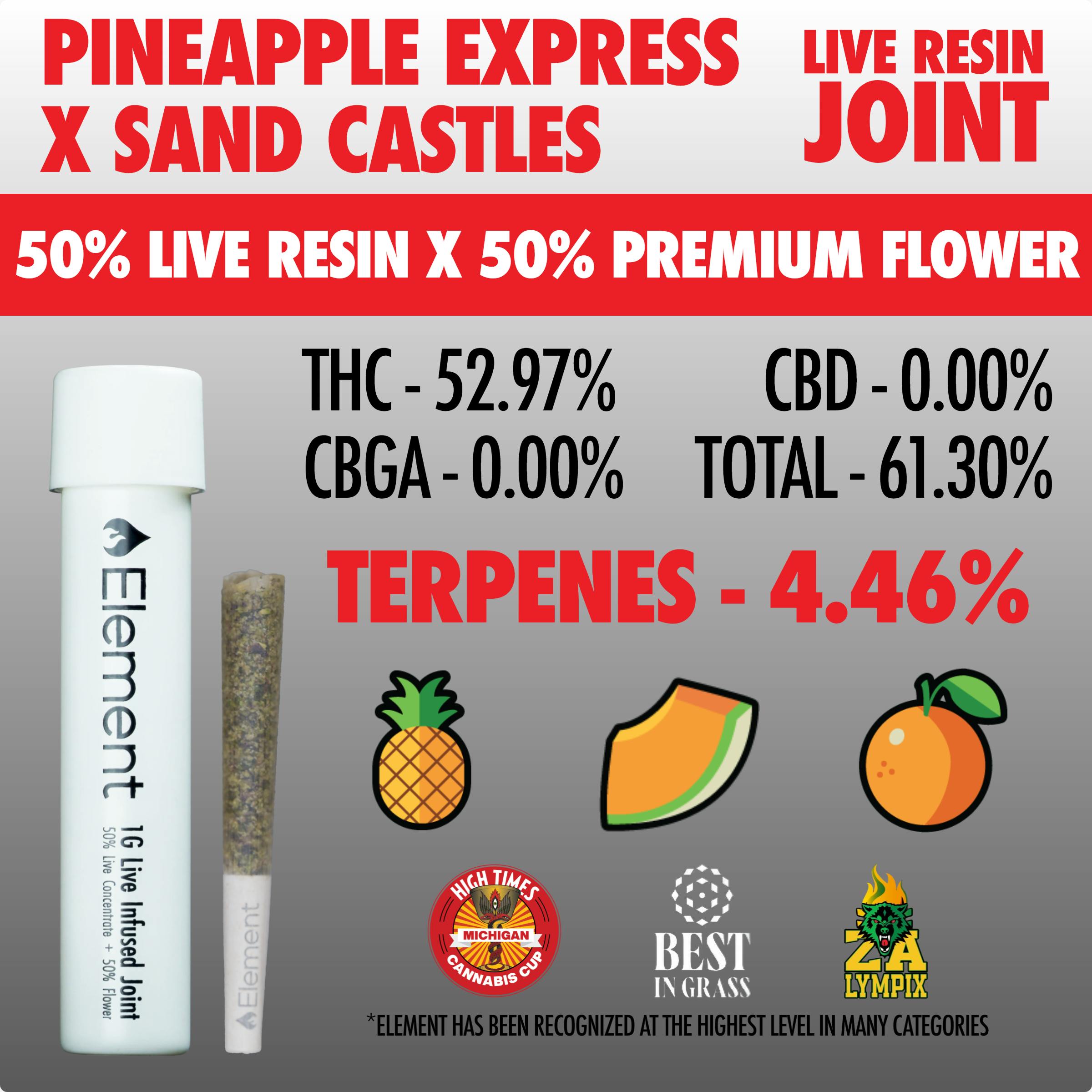 Element x Bud Hub - Live Resin Joint 1g - Pineapple Express x Sand Castles
