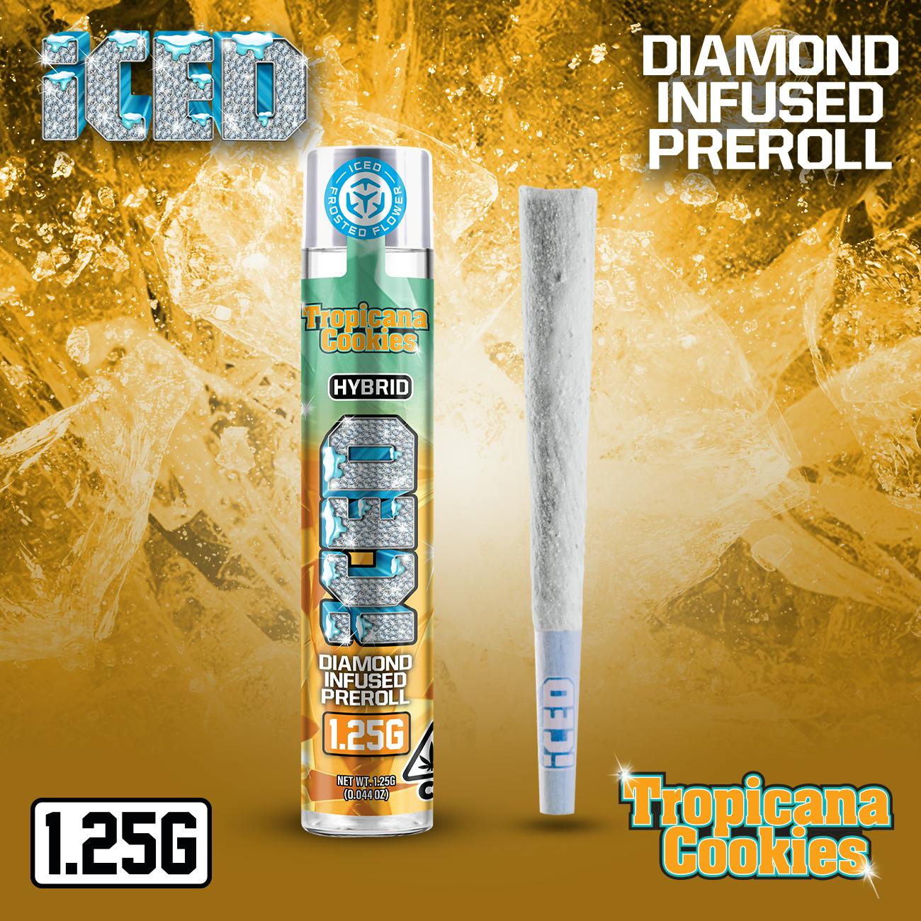 ICED - Infused Preroll - 1.25g - Hybrid - Tropicana Cookies