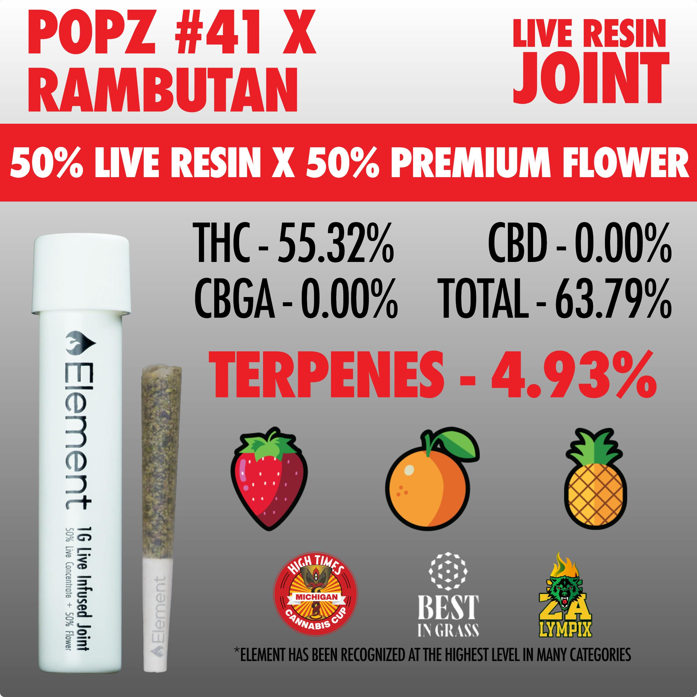 Element x Herb Wealth - Live Resin Joint 1g - Popz #41 x Rambutan by Element