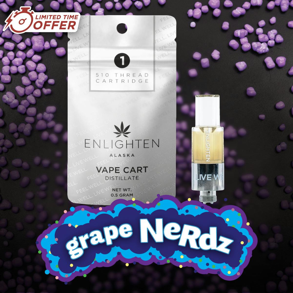 Limited Edition: Grape Nerdz Distillate Cartridge - .5g
