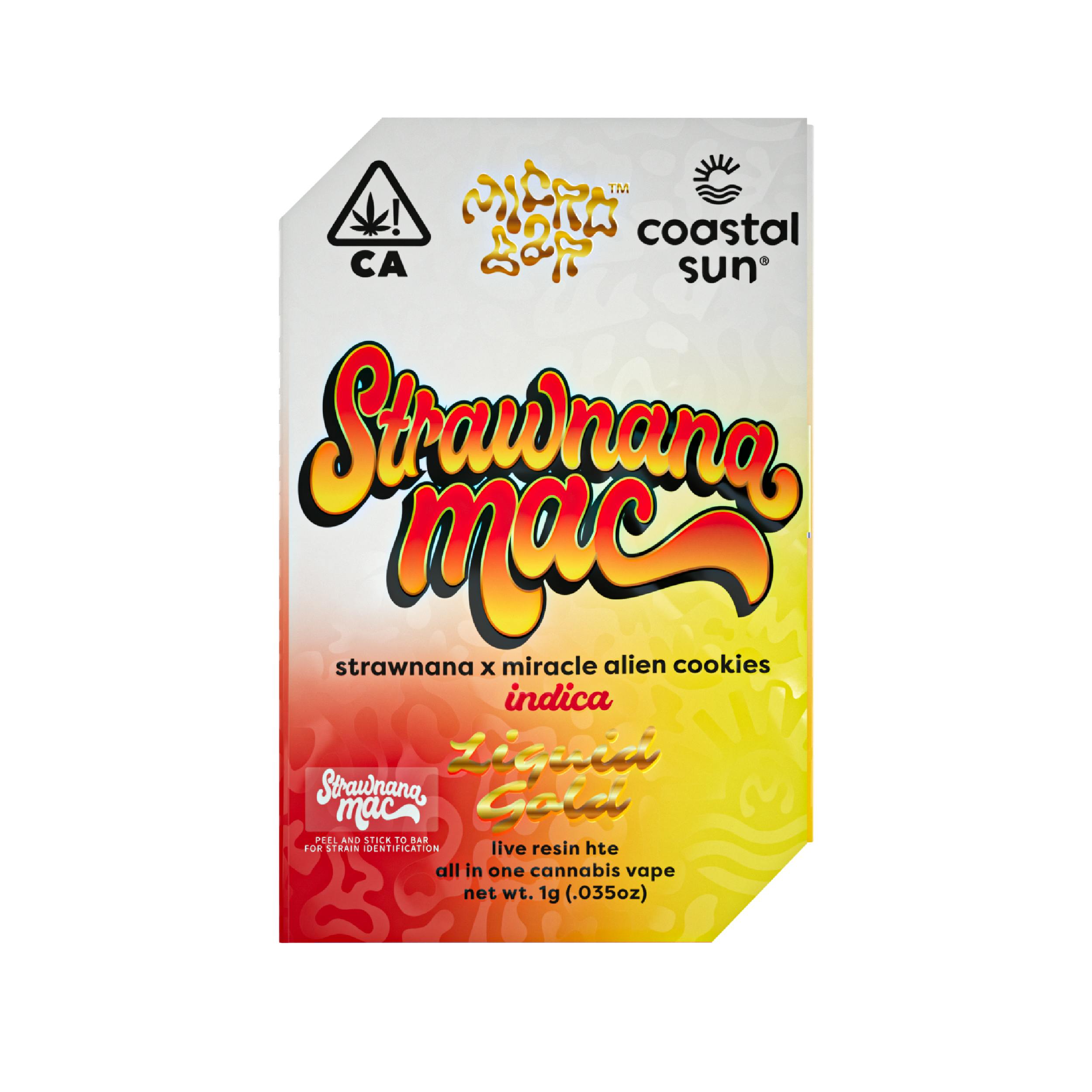 Strawnana MAC (Indica) - MicroBar x Coastal Sun - Liquid Gold 1g AIO