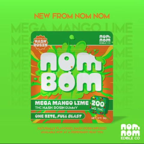 Nom Bom | Mega Mango Lime Hash Rosin Gummies | 200mg | Single