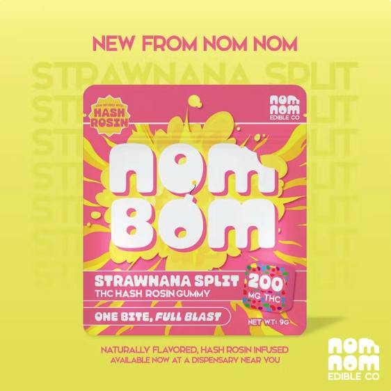 Nom Bom | Strawnana Split Hash Rosin Gummies | 200mg | Single