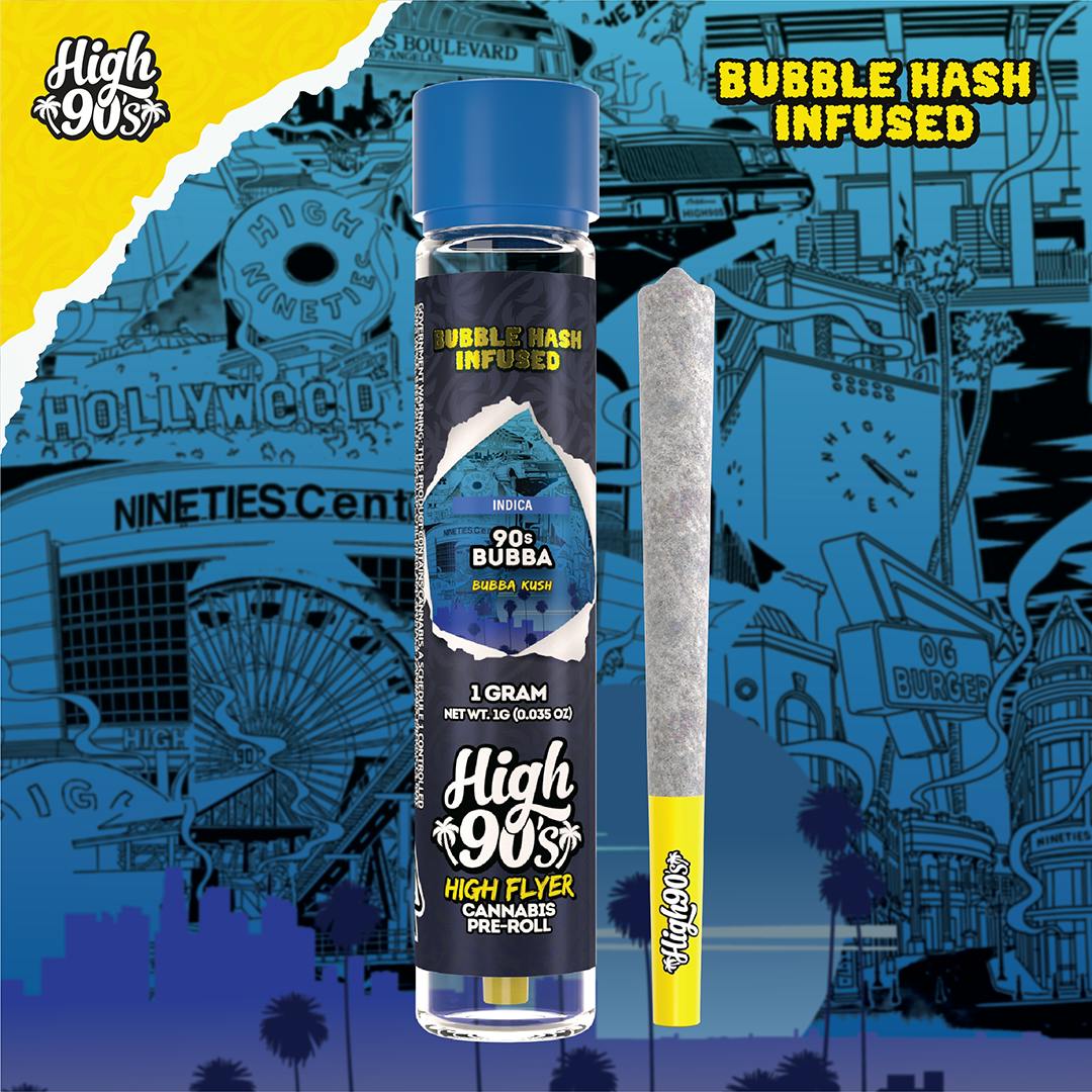 High 90s : 90s Bubba 1g High Flyer Bubble Hash Infused Pre-Roll