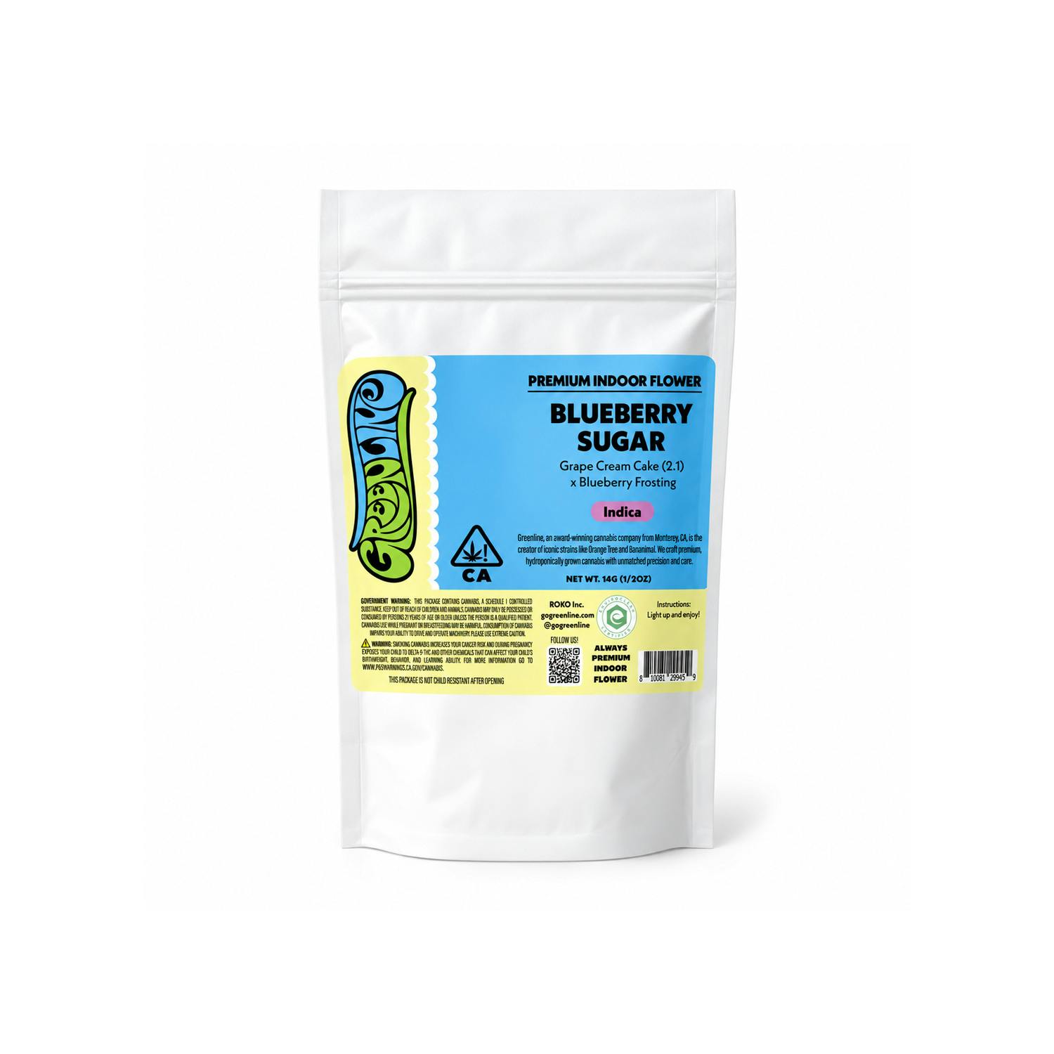 Blueberry Sugar - 1/2 oz - Indoor - Indica - 14g