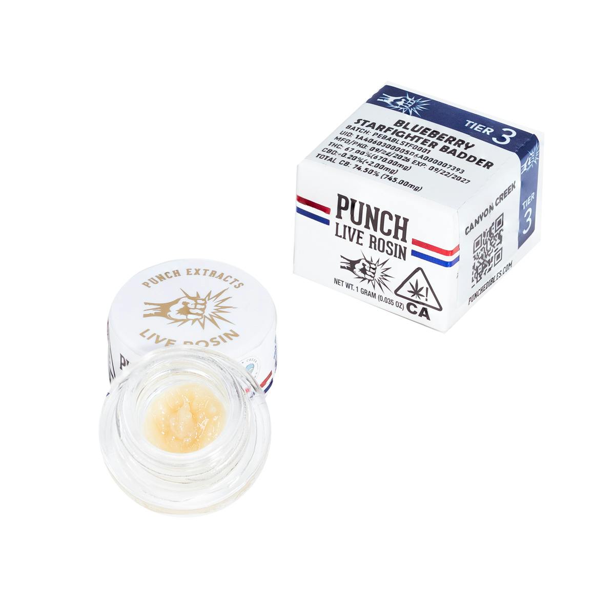 Punch | Blueberry Starfighter | Tier 3 | Live Rosin | Cold Cure Badder | 1g