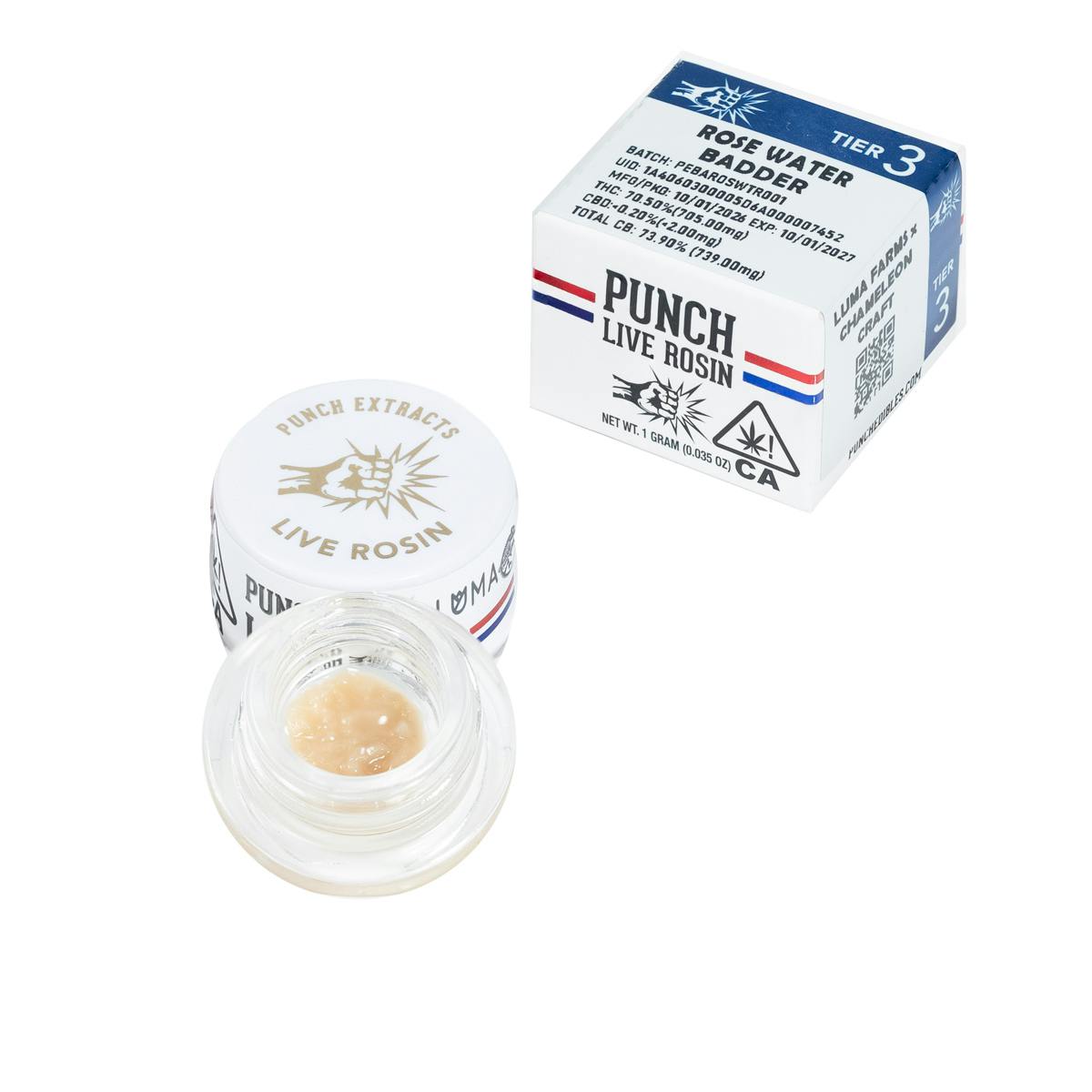 Punch | Rose Water | Tier 3 | Live Rosin | Cold Cure Badder | 1g