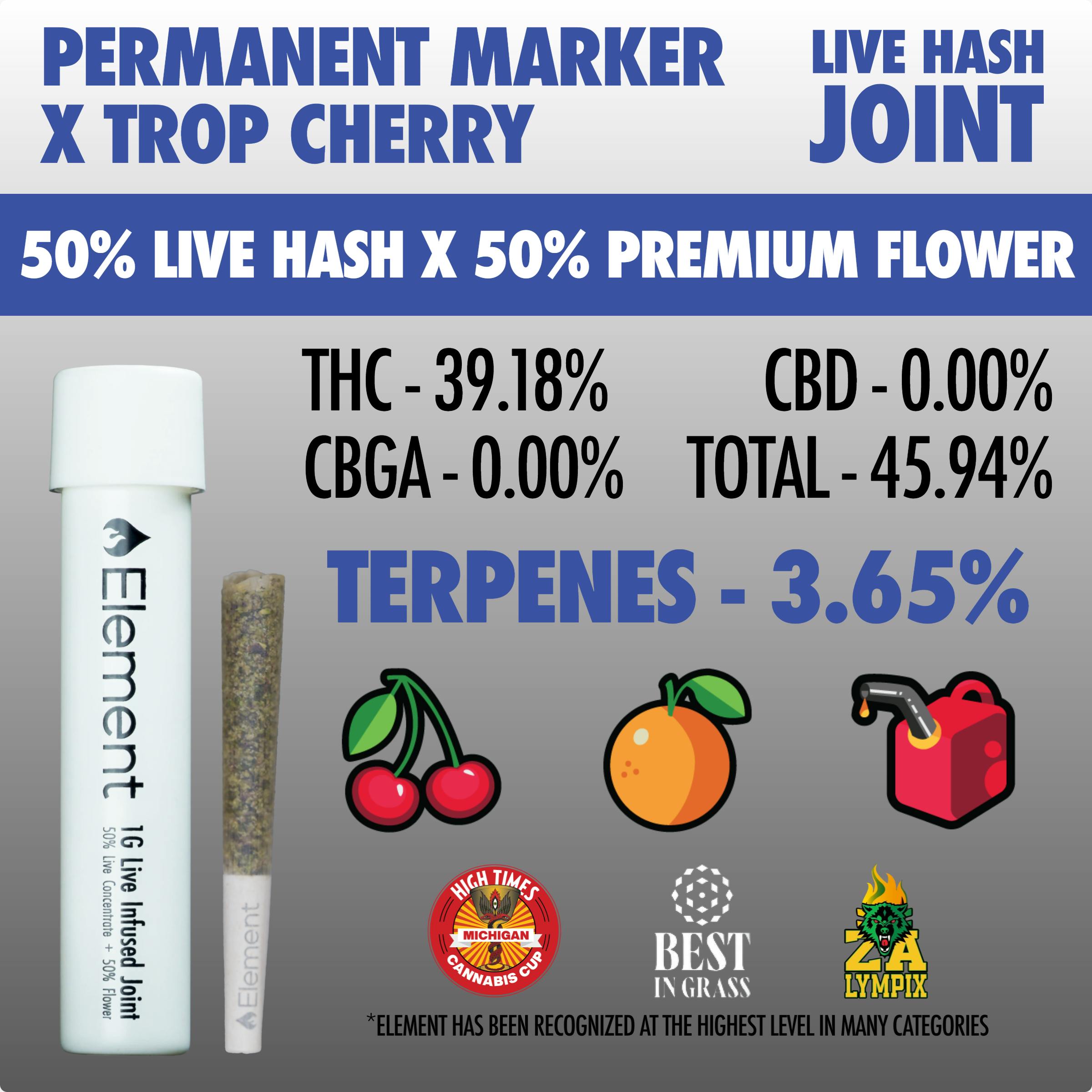 Element x Bud Hub - Live Hash Joint 1g - Permanent Marker x Trop Cherry