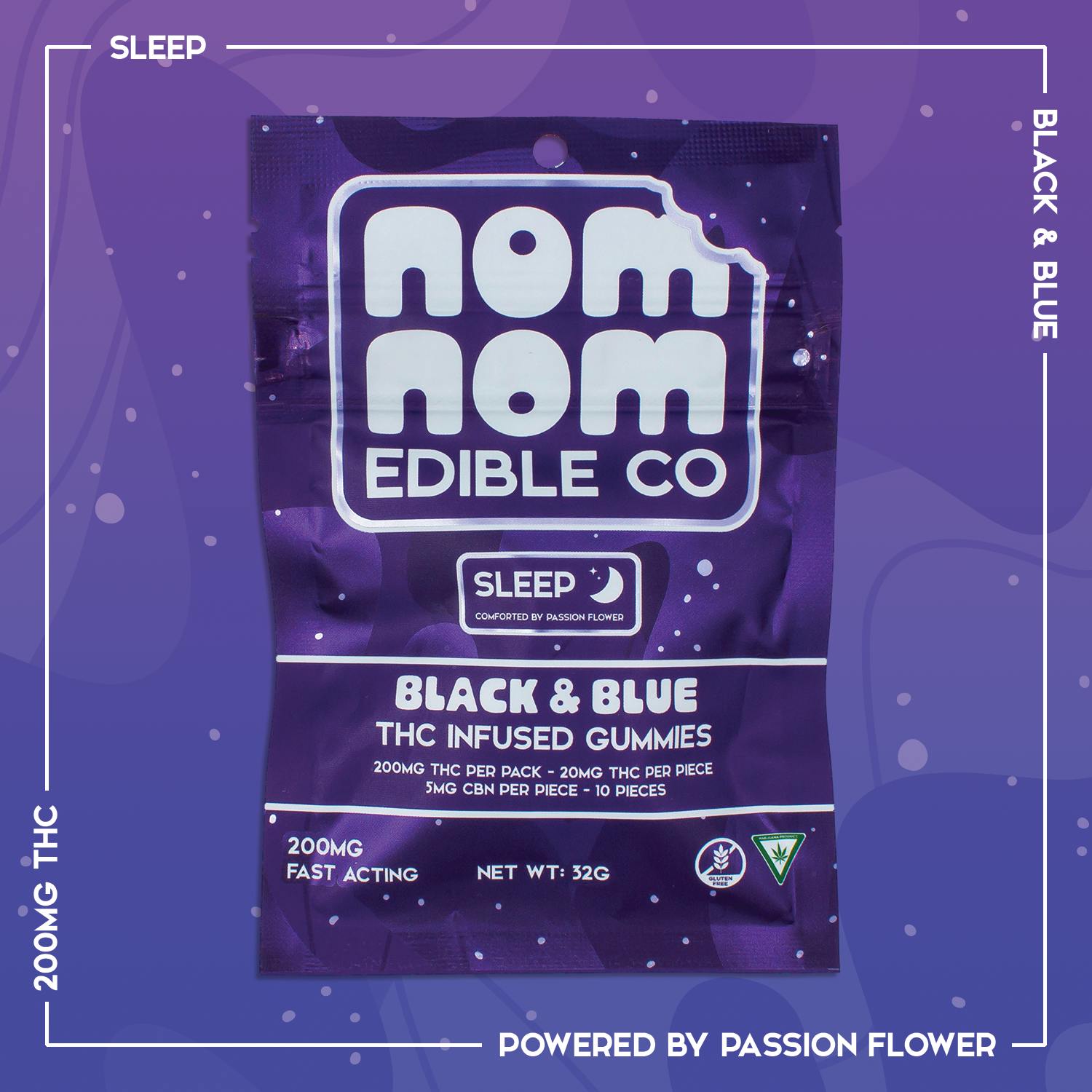 Nom Nom Gummies | Black & Blue | 200mg - Nom Nom Edible Co