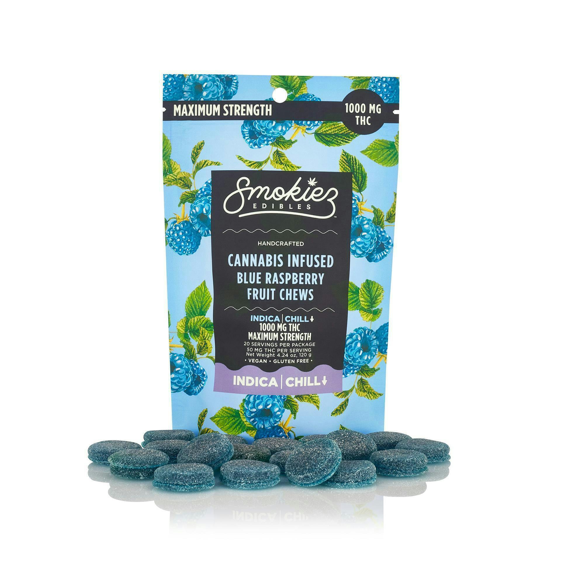Blue Raspberry Gummies | 1000mg | 20ct | 50mg/ea - Smokiez Edibles