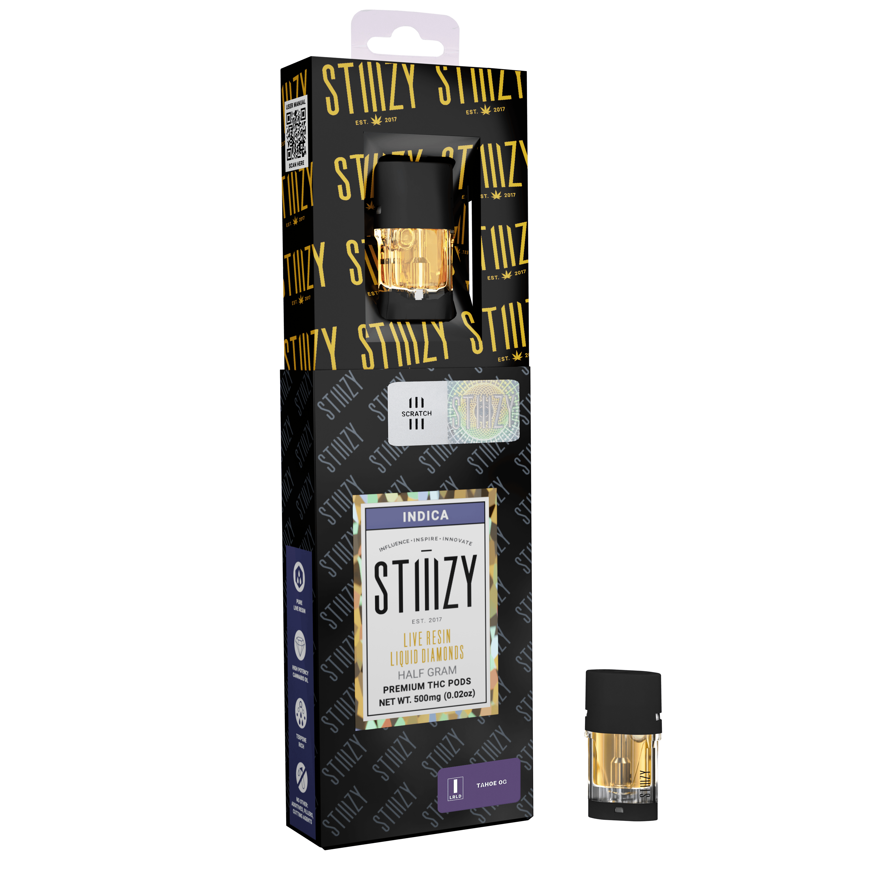 tahoe hydroponics vapes blue diamond Vape Cartridge - OG .5G Live Resin Liquid Diamonds Pod - STIIIZY gen:3rd Gen Tacoma Menthol - 1000mg CBD Choose Flavor:Strawberry Freezer Jam
